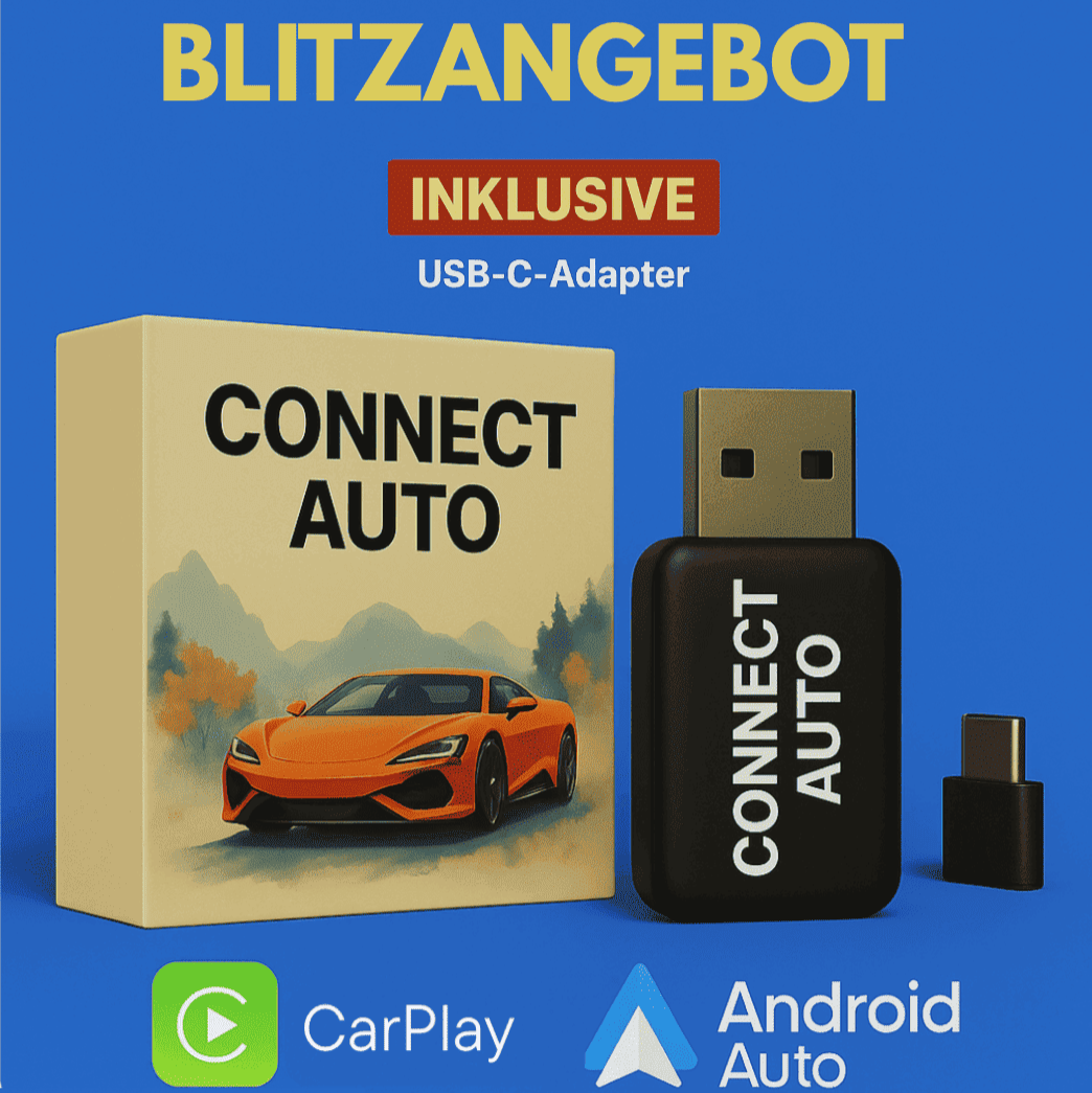 Connect Auto® + USB-C Adapter - Kabelloses CarPlay in Sekunden